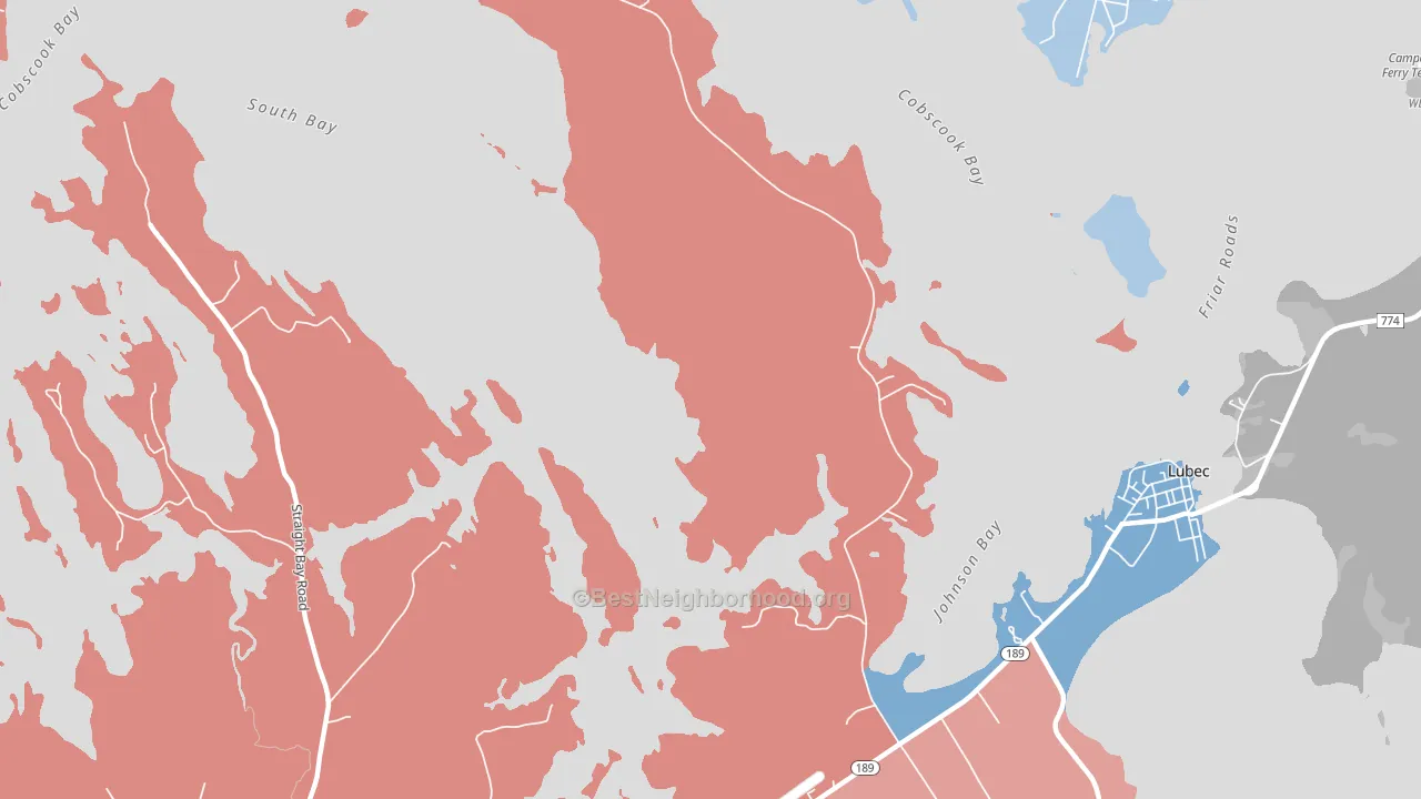 North Lubec, ME block-group political-lean map