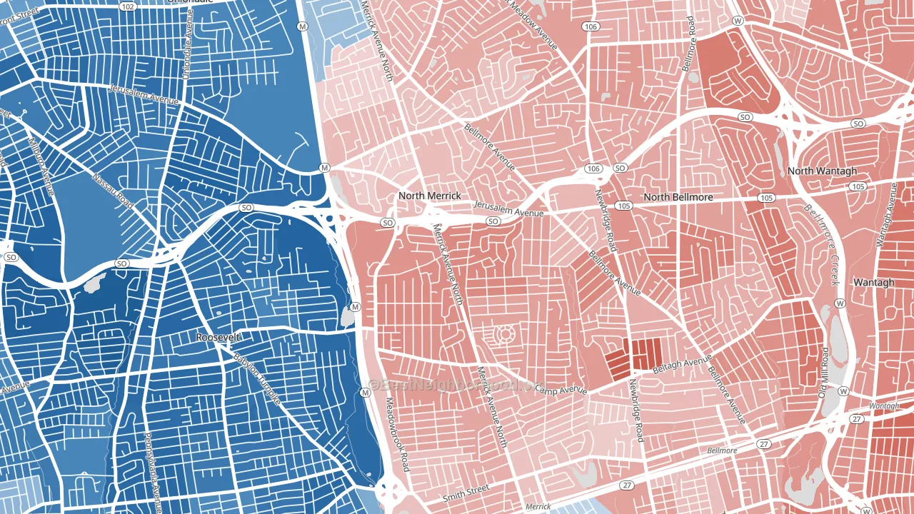 North Merrick, NY block-group political-lean map