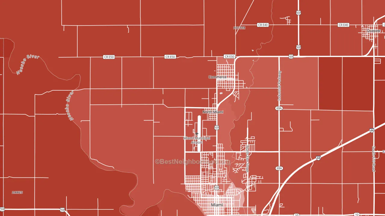 North Miami, OK block-group political-lean map