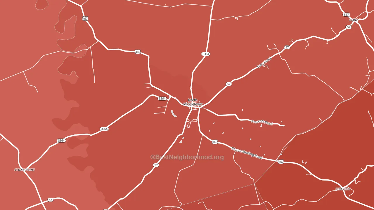 North Middletown, KY block-group political-lean map