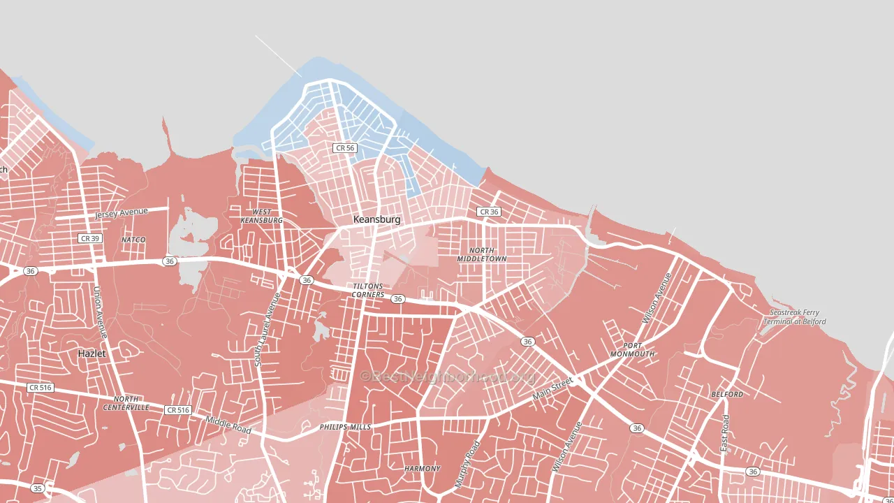 North Middletown, Middletown, NJ block-group political-lean map