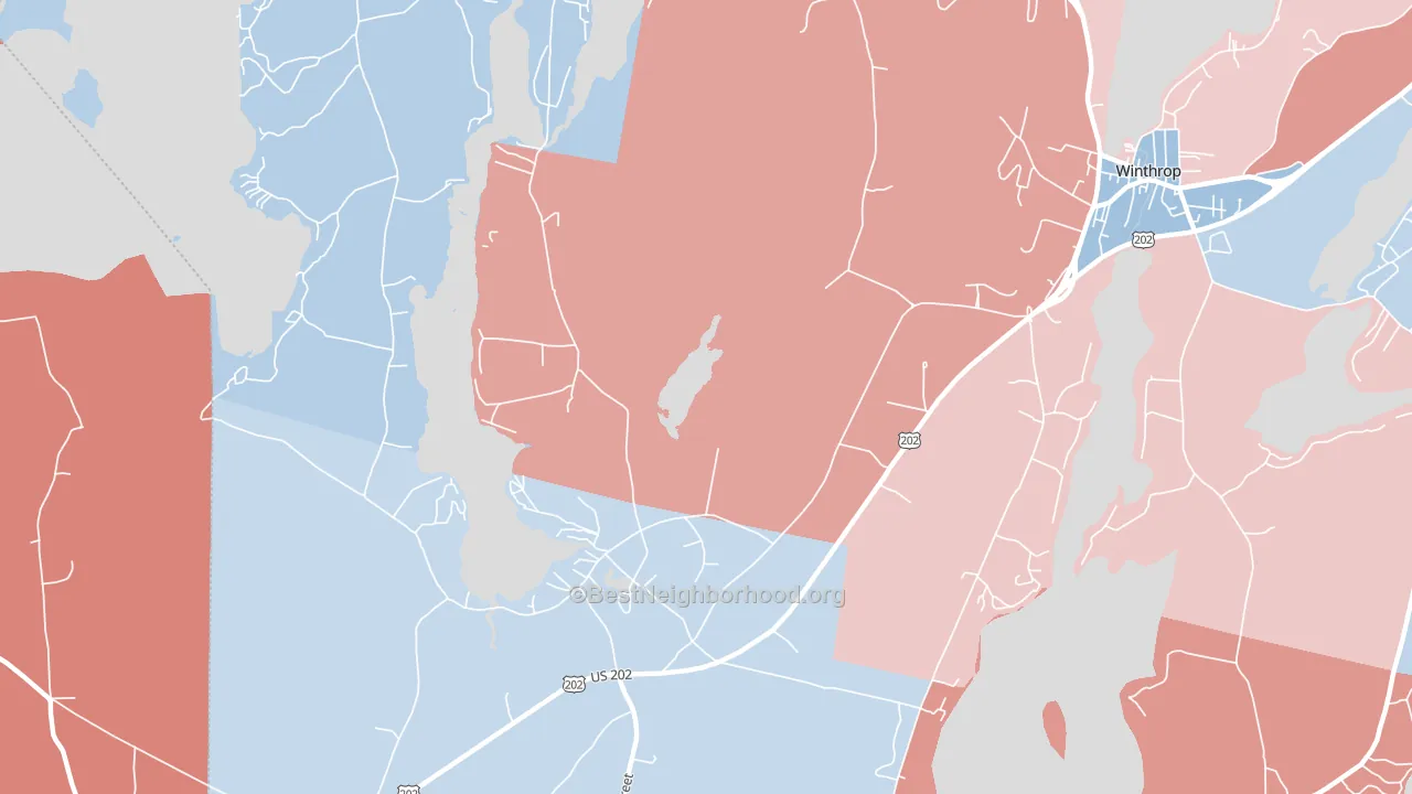 North Monmouth, ME block-group political-lean map