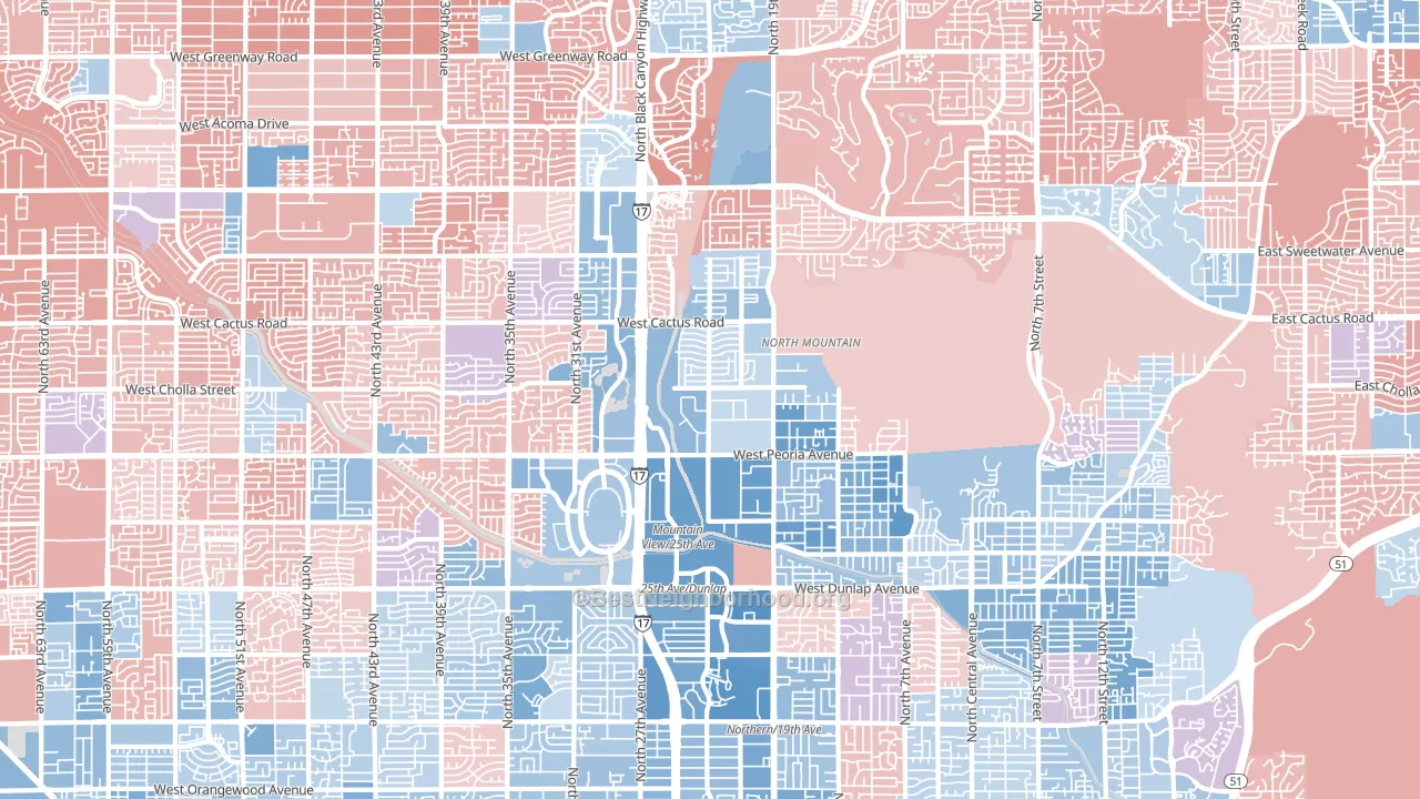 North Mountain, Phoenix, AZ block-group political-lean map