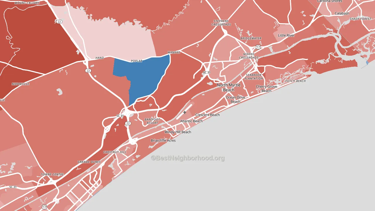 North Myrtle Beach, SC block-group political-lean map