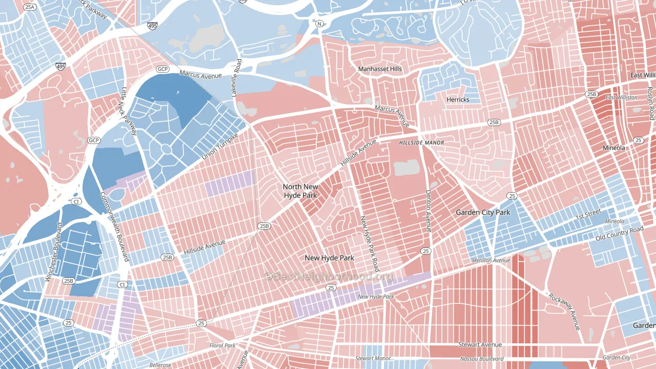 North New Hyde Park, NY block-group political-lean map