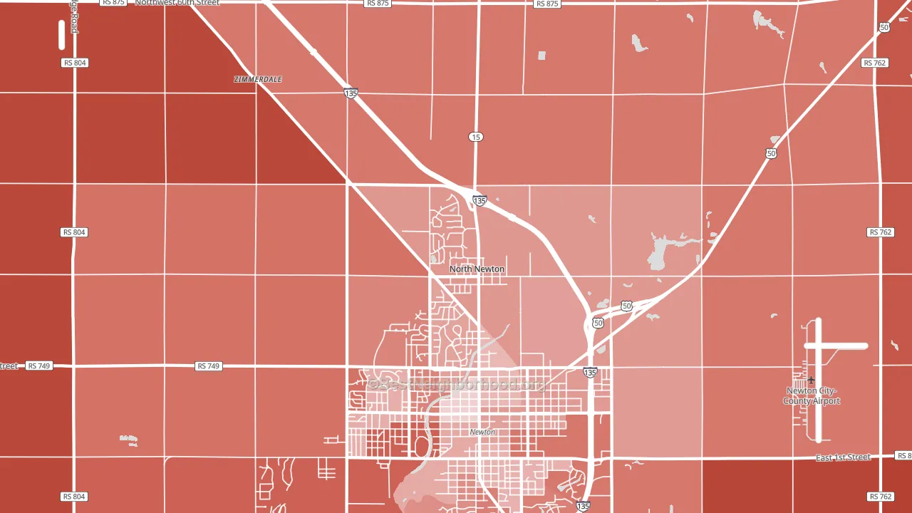 North Newton, KS block-group political-lean map