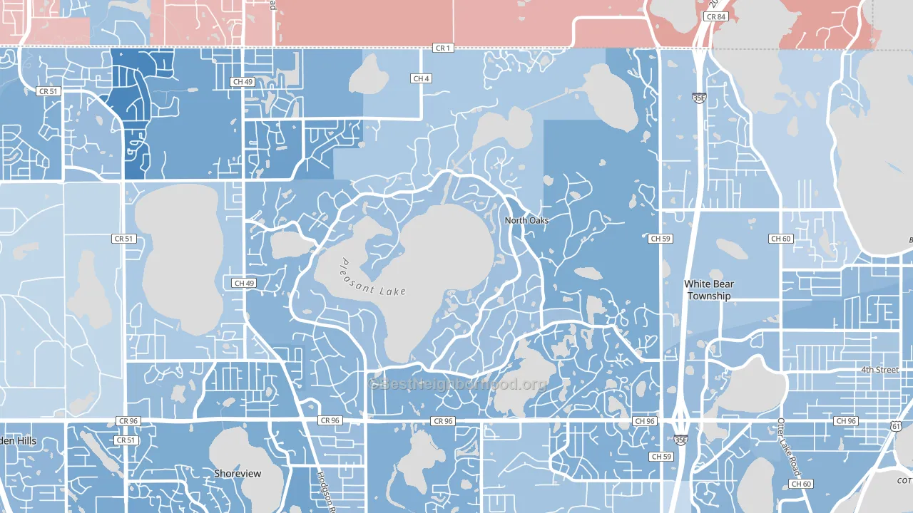 North Oaks, MN block-group political-lean map