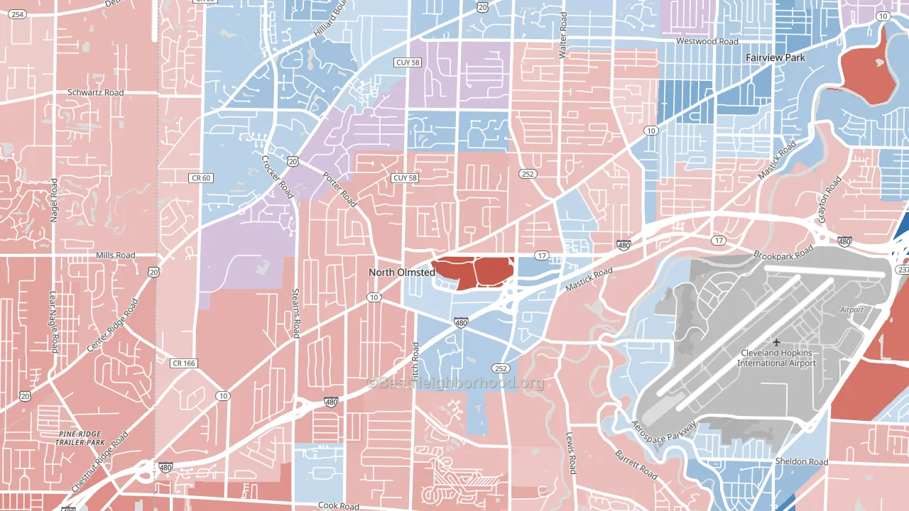 North Olmsted, OH block-group political-lean map