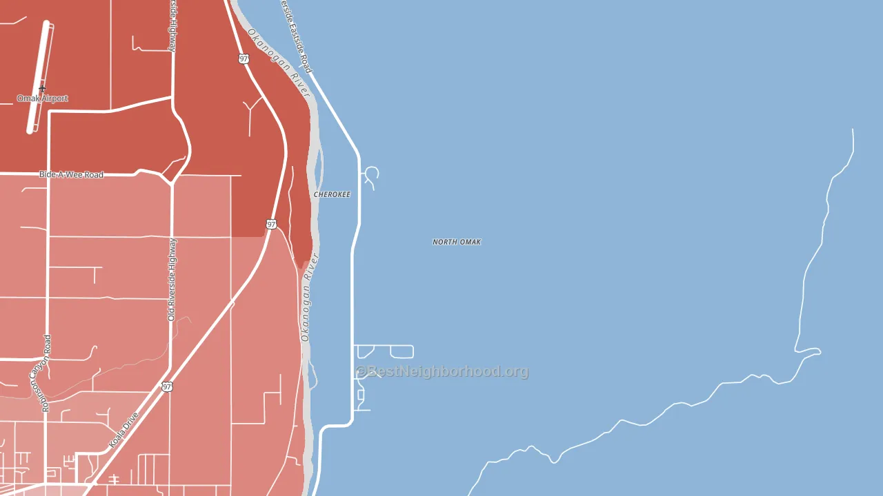 North Omak, WA block-group political-lean map
