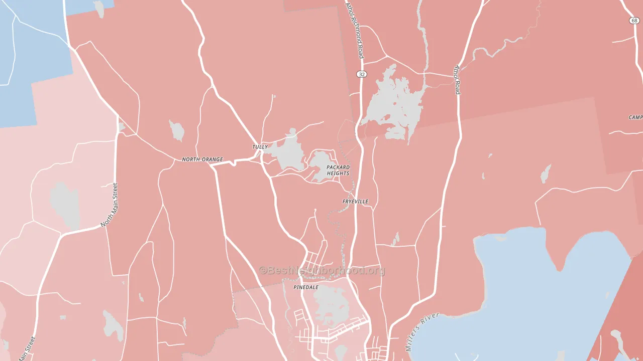 North Orange, MA block-group political-lean map