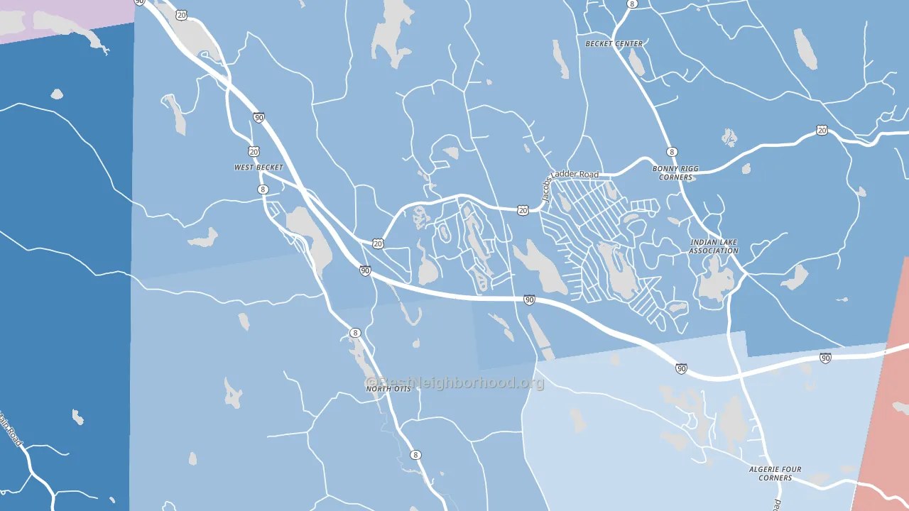 North Otis, MA block-group political-lean map
