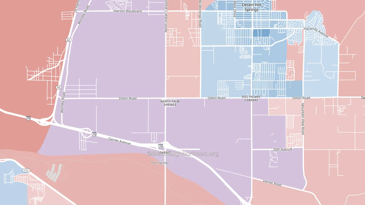 North Palm Springs, CA block-group political-lean map