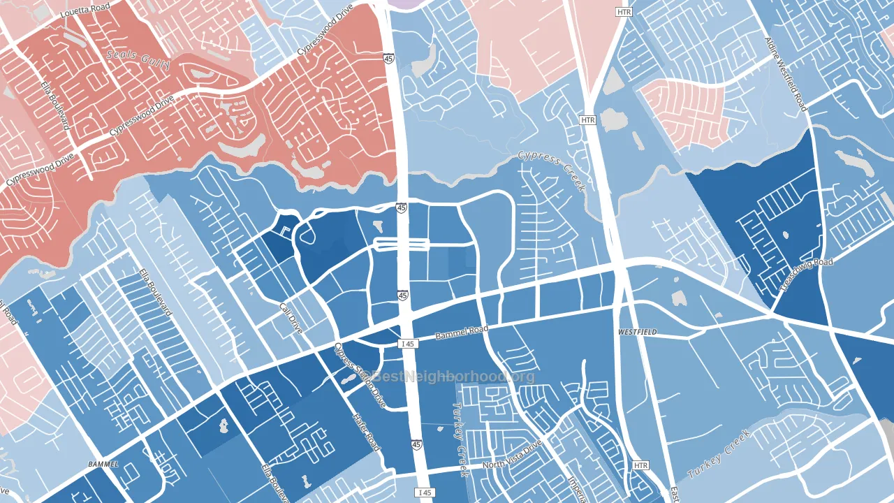 North Park Forest, Houston, TX block-group political-lean map