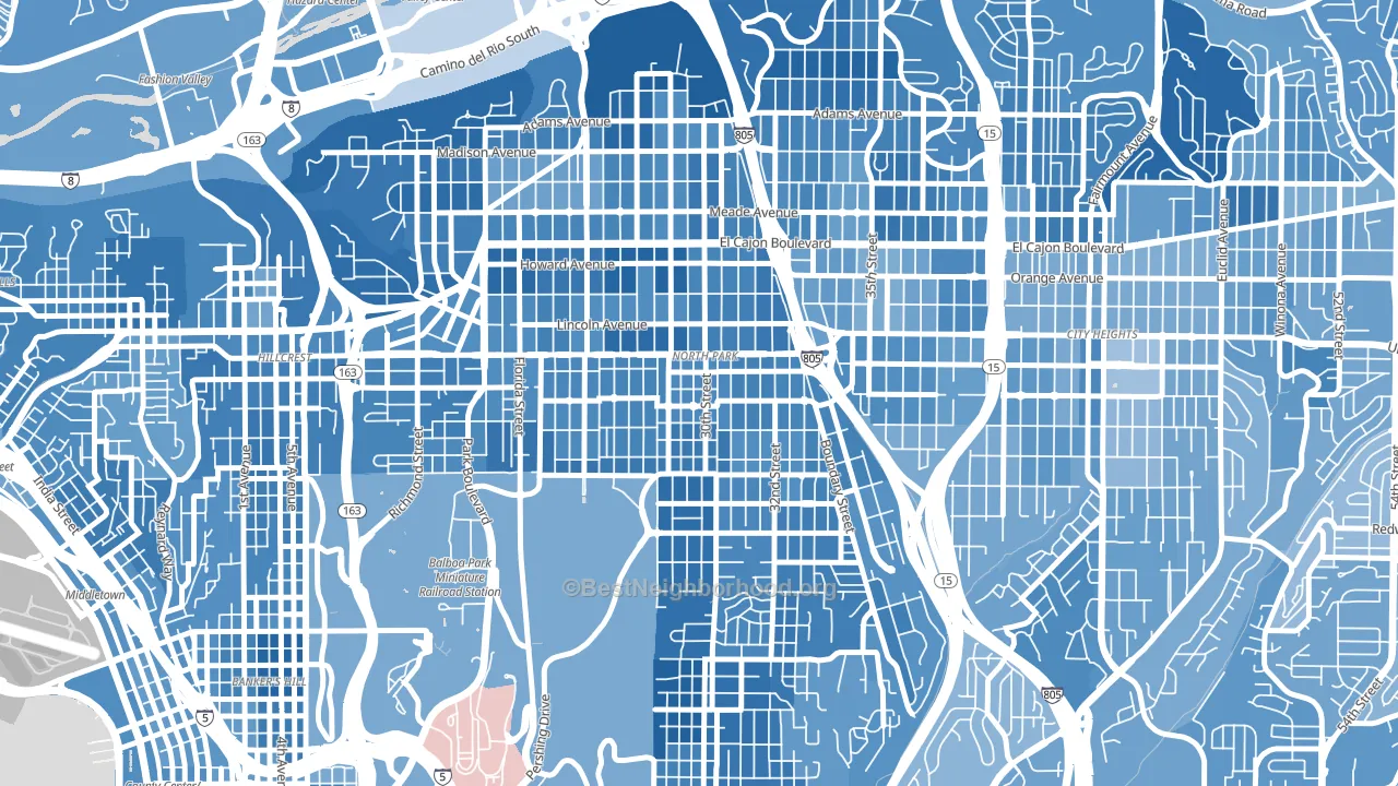 North Park San Diego, San Diego, CA block-group political-lean map