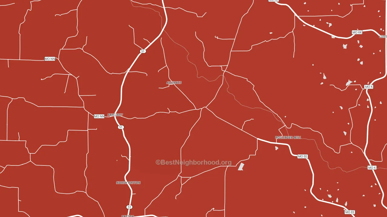 North Patton, MO block-group political-lean map
