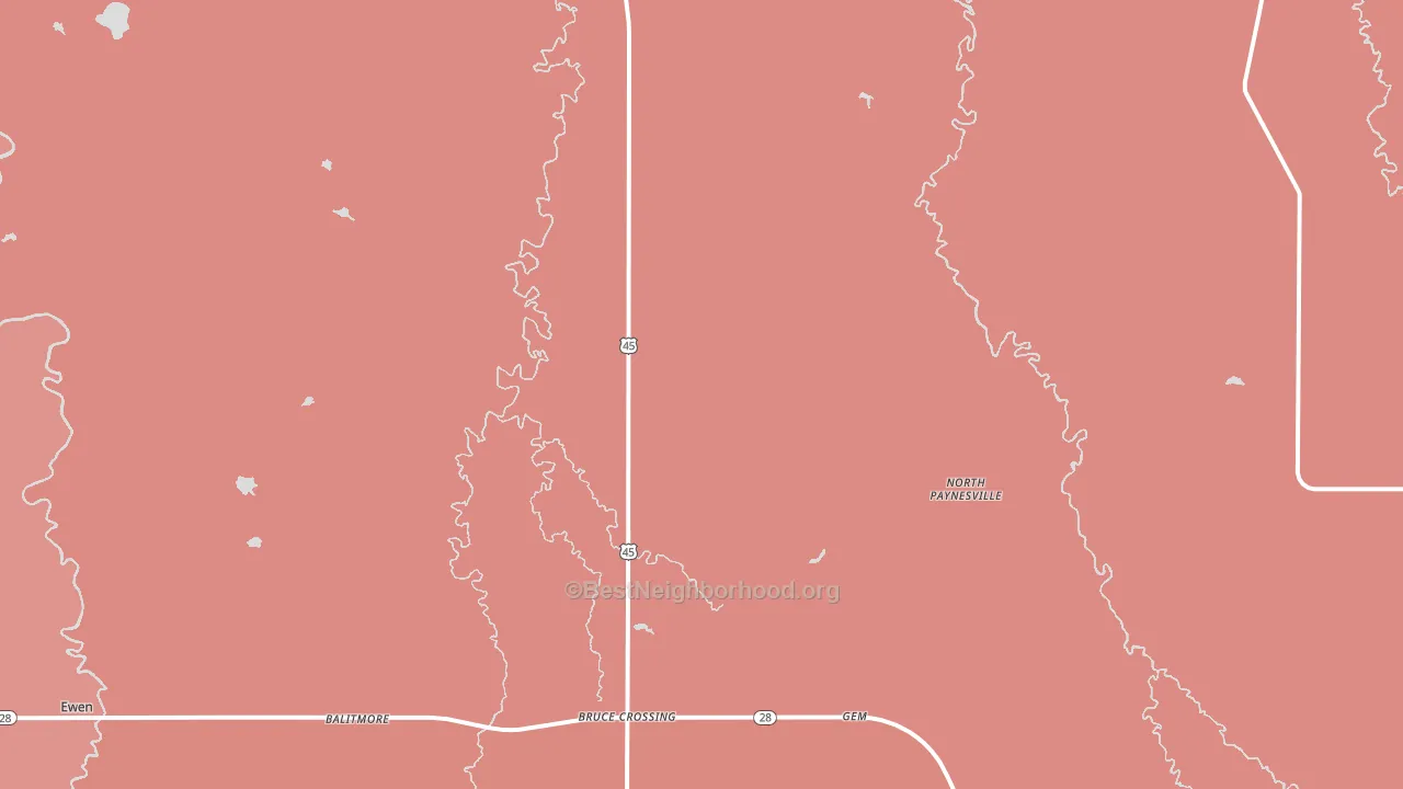 North Paynesville, MI block-group political-lean map