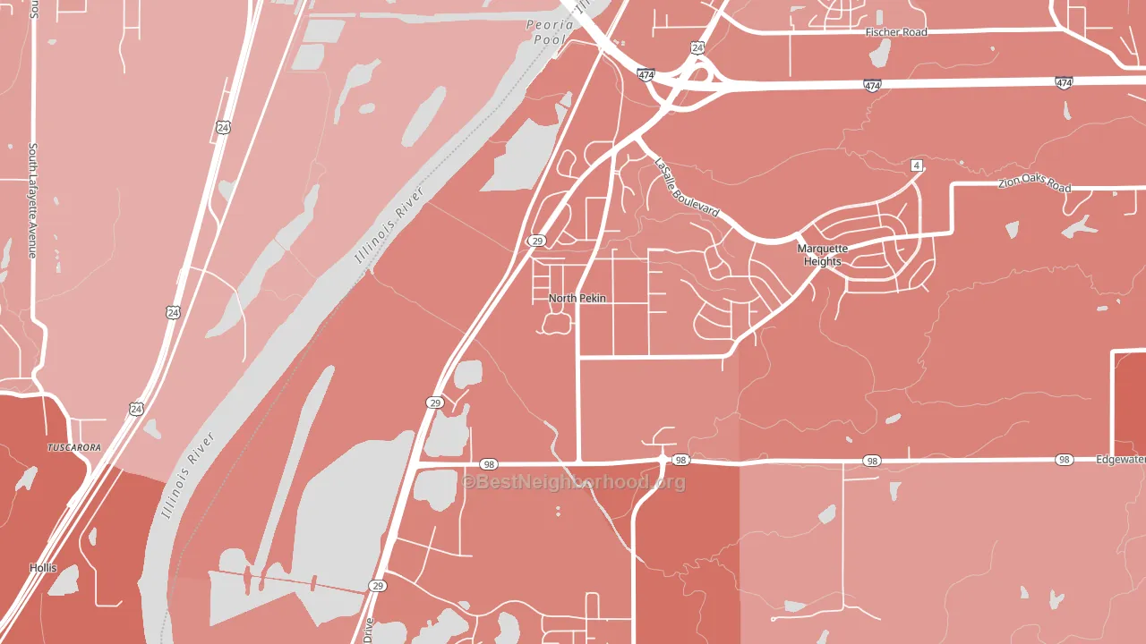 North Pekin, IL block-group political-lean map