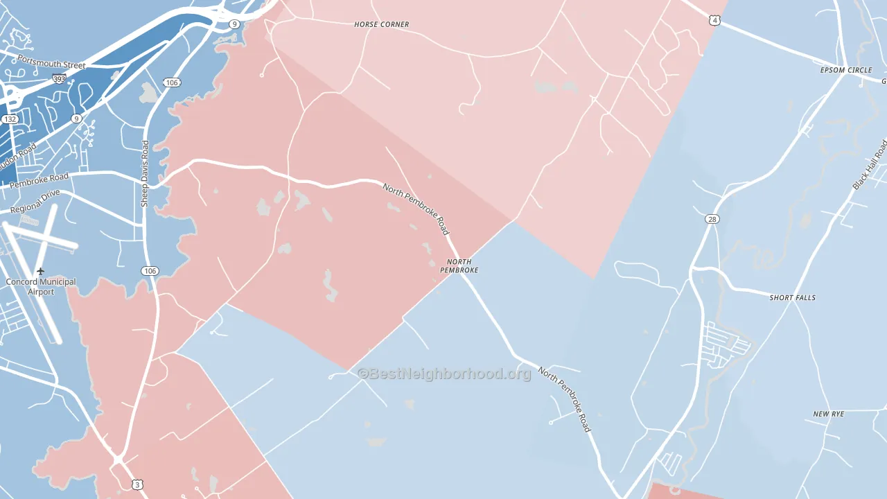 North Pembroke, NH block-group political-lean map