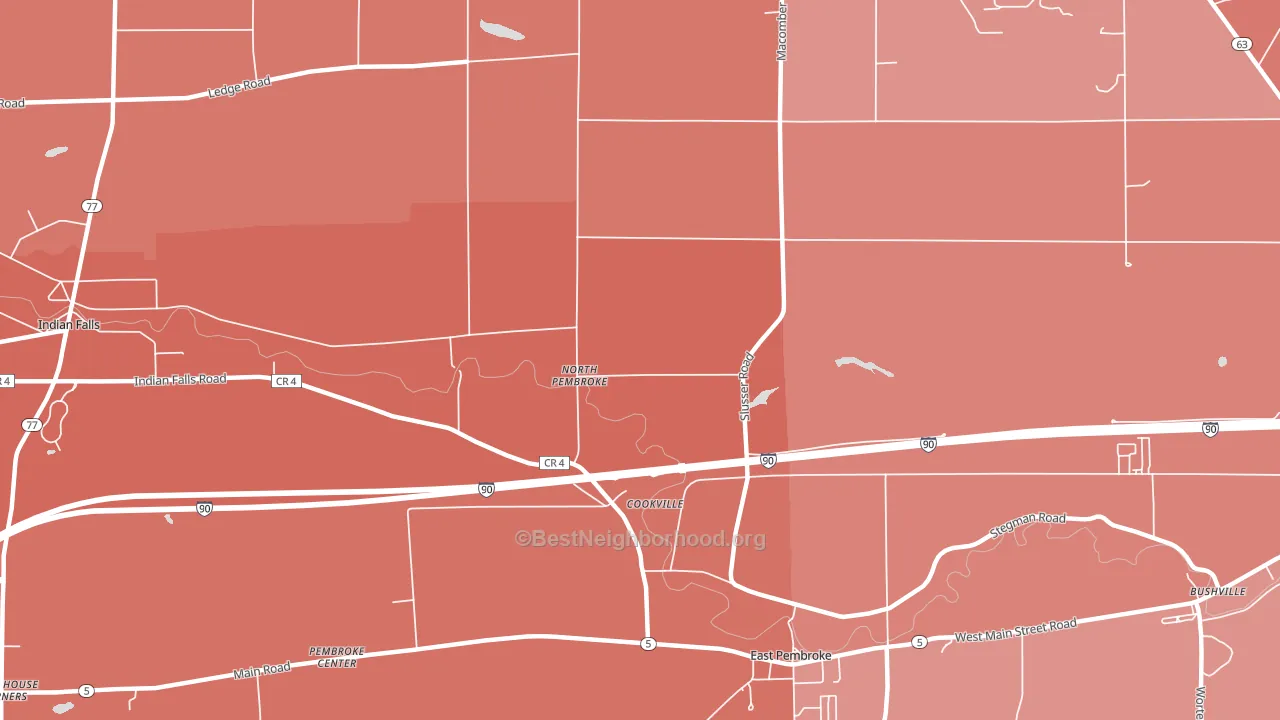 North Pembroke, NY block-group political-lean map