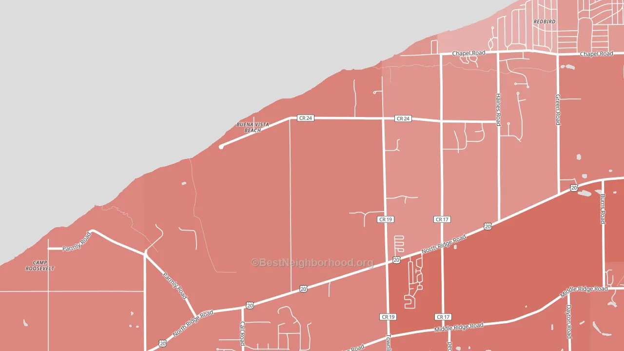 North Perry, OH block-group political-lean map