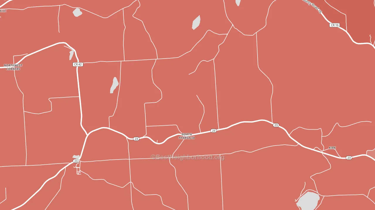 North Pharsalia, NY block-group political-lean map
