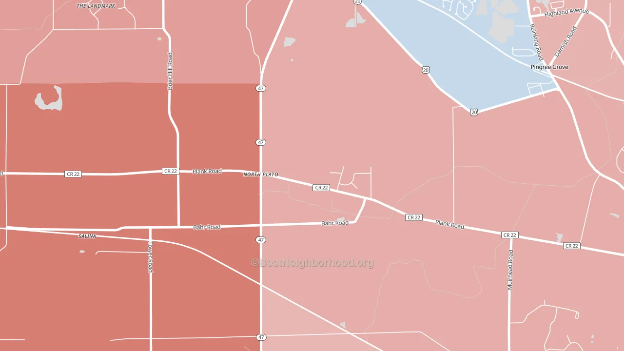North Plato, IL block-group political-lean map
