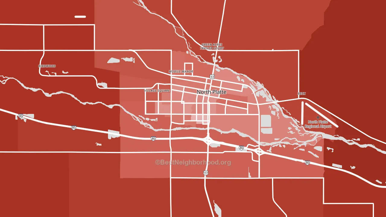 North Platte, NE block-group political-lean map