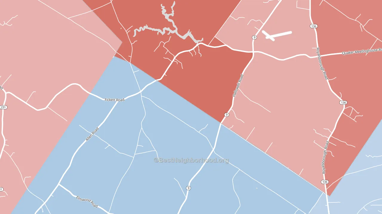 North Pownal, ME block-group political-lean map