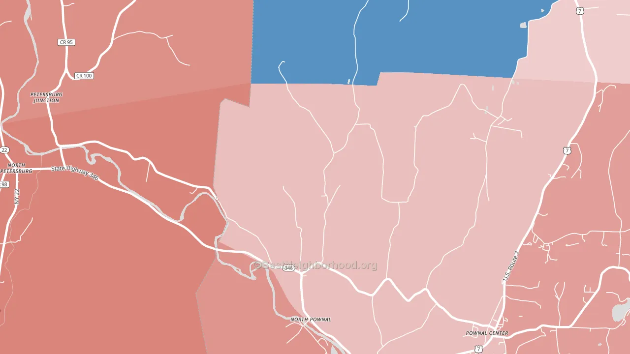 North Pownal, VT block-group political-lean map