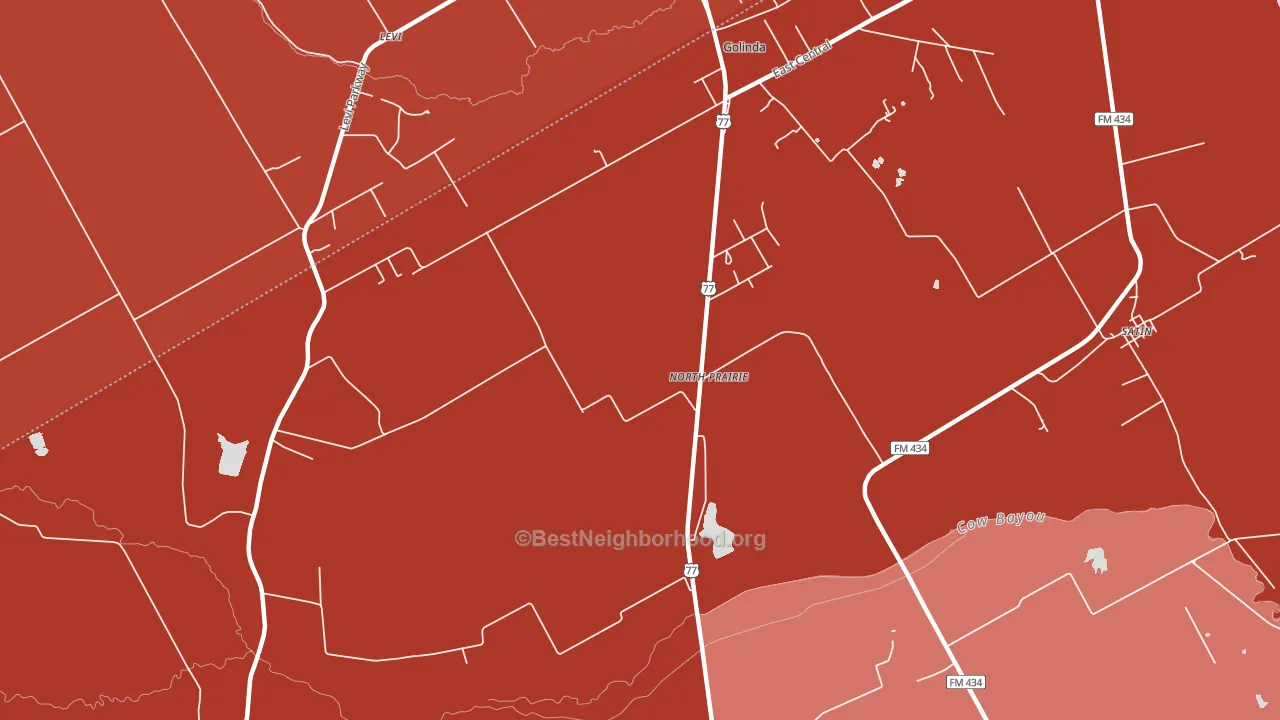 North Prairie, TX block-group political-lean map