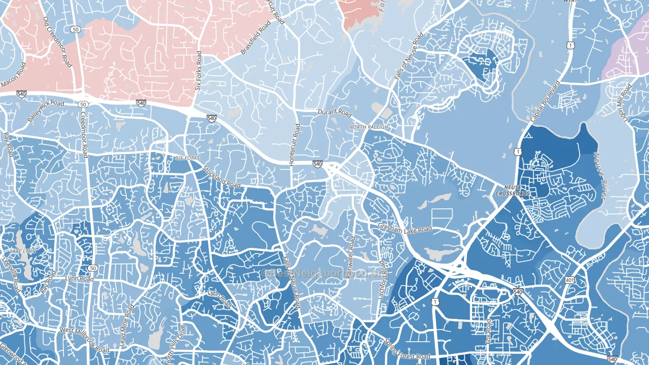 North, Raleigh, NC block-group political-lean map