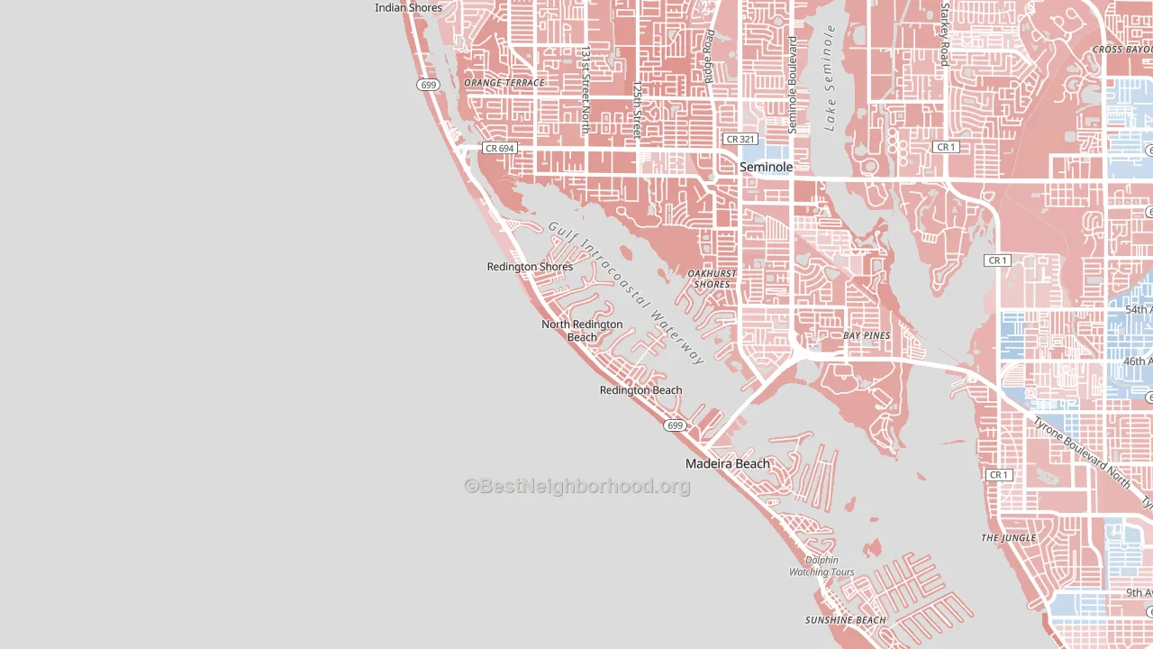 North Redington Beach, FL block-group political-lean map