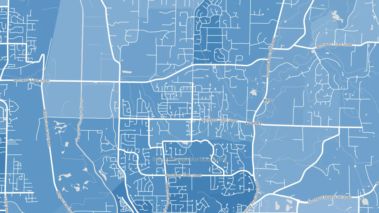 North Redmond, Redmond, WA block-group political-lean map