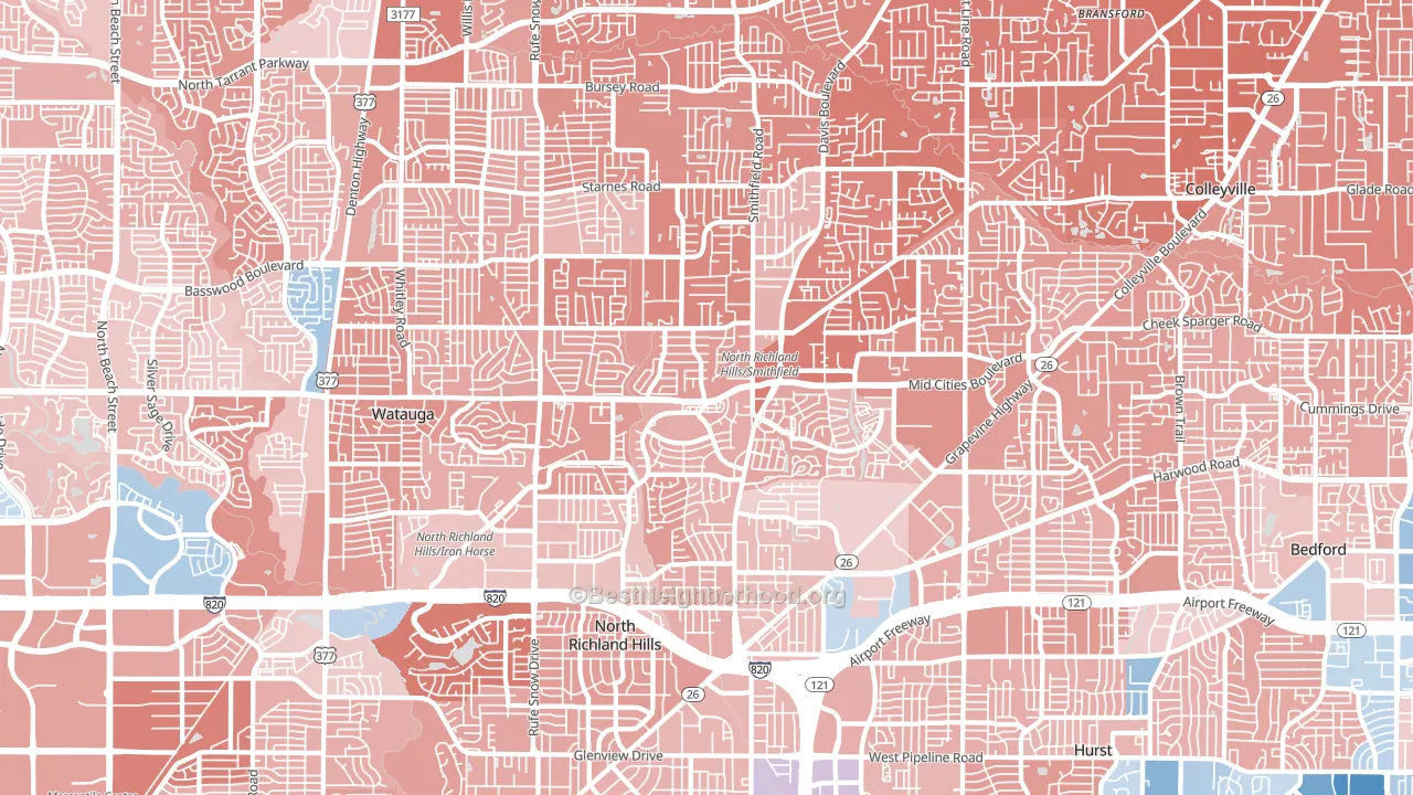 North Richland Hills, TX block-group political-lean map