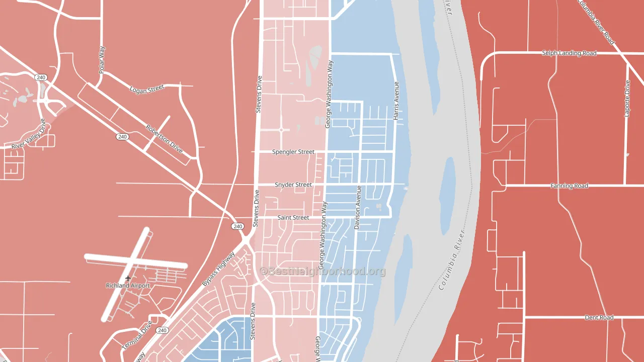 North Richland, Richland, WA block-group political-lean map