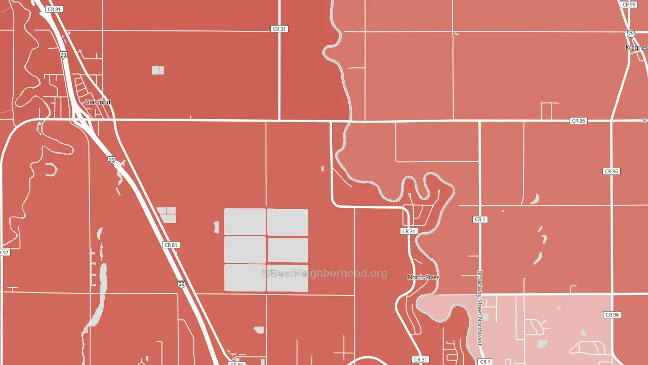 North River, ND block-group political-lean map