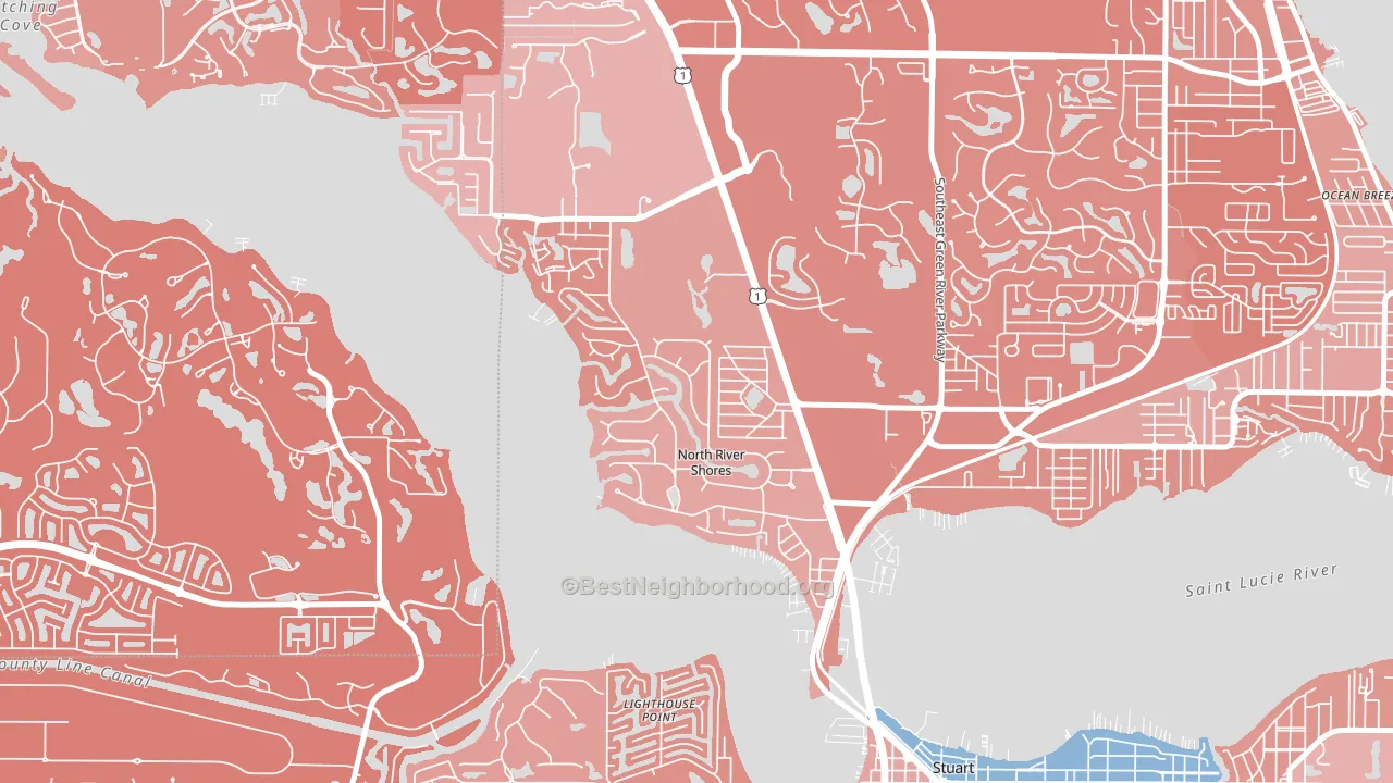 North River Shores, Stuart, FL block-group political-lean map