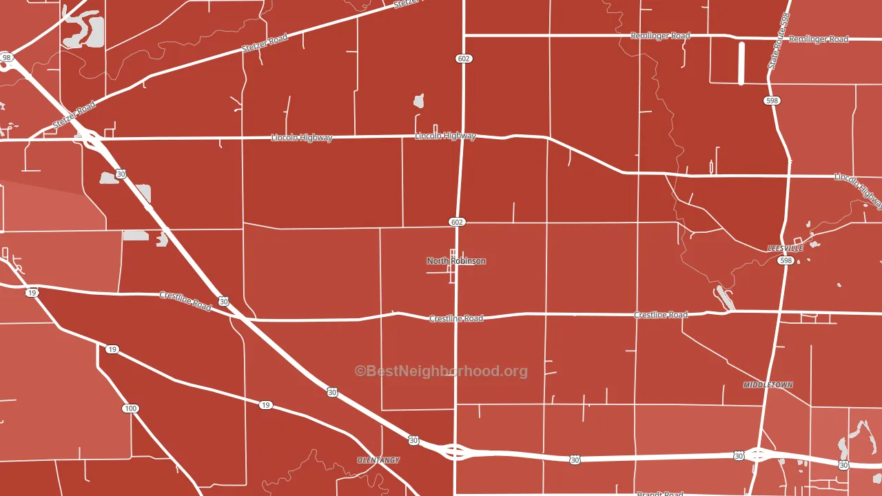 North Robinson, OH block-group political-lean map