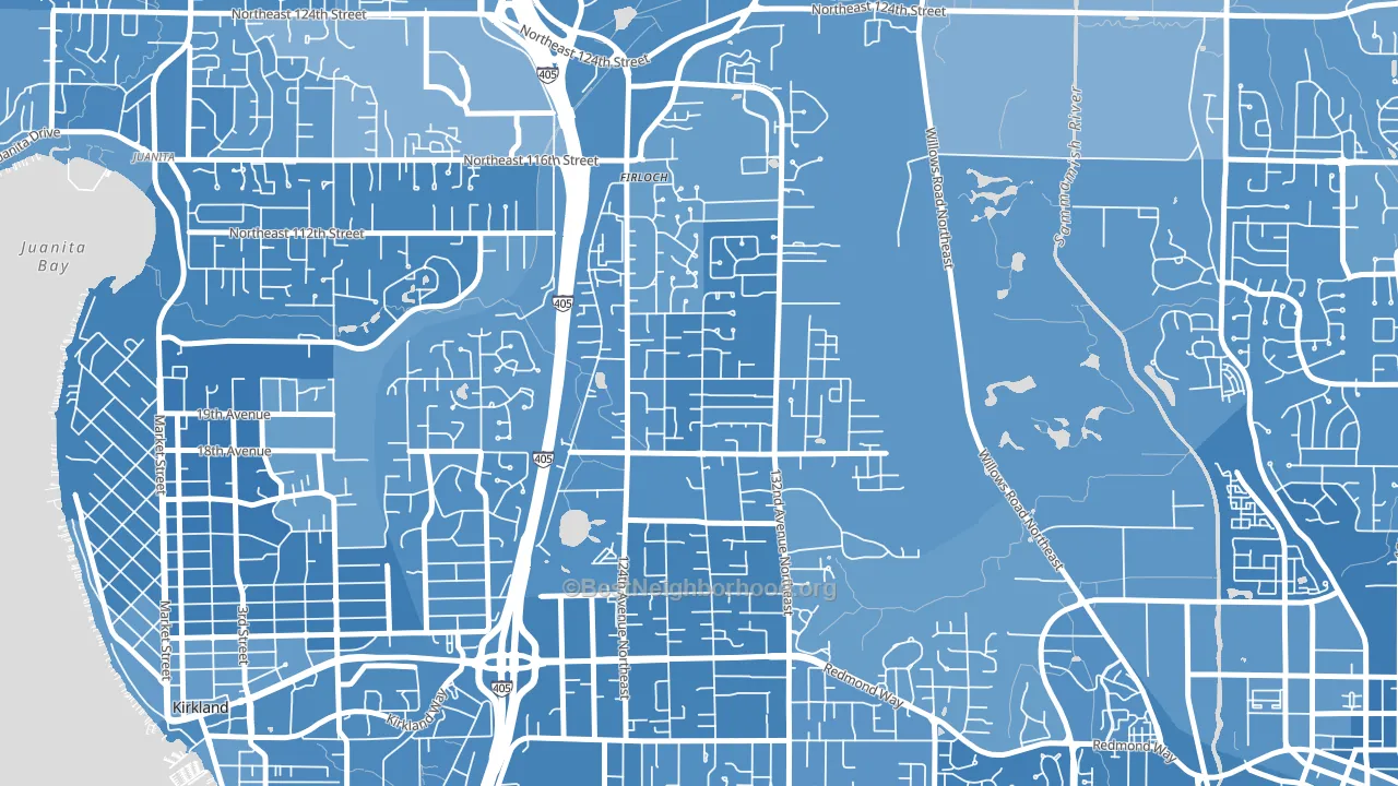 North Rose Hill, Kirkland, WA block-group political-lean map
