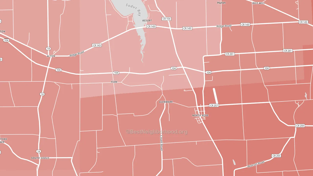North Rose, NY block-group political-lean map