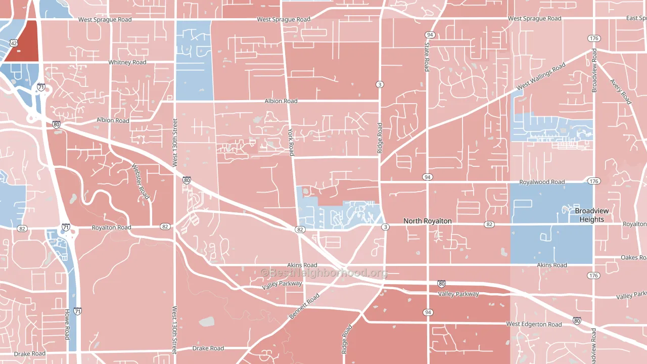 North Royalton, OH block-group political-lean map