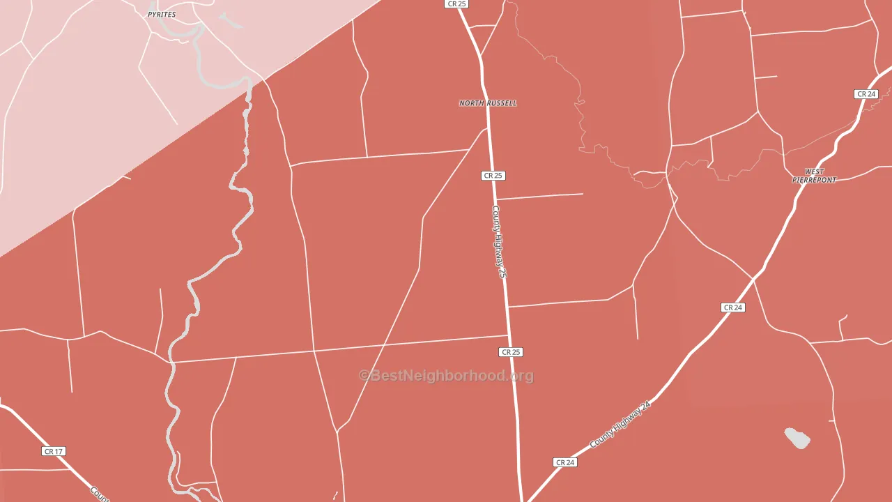 North Russell, NY block-group political-lean map