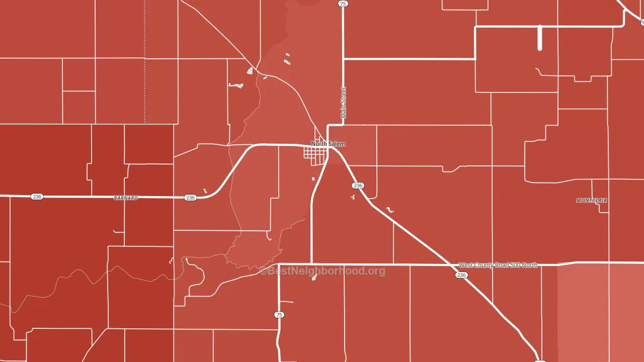 North Salem, IN block-group political-lean map