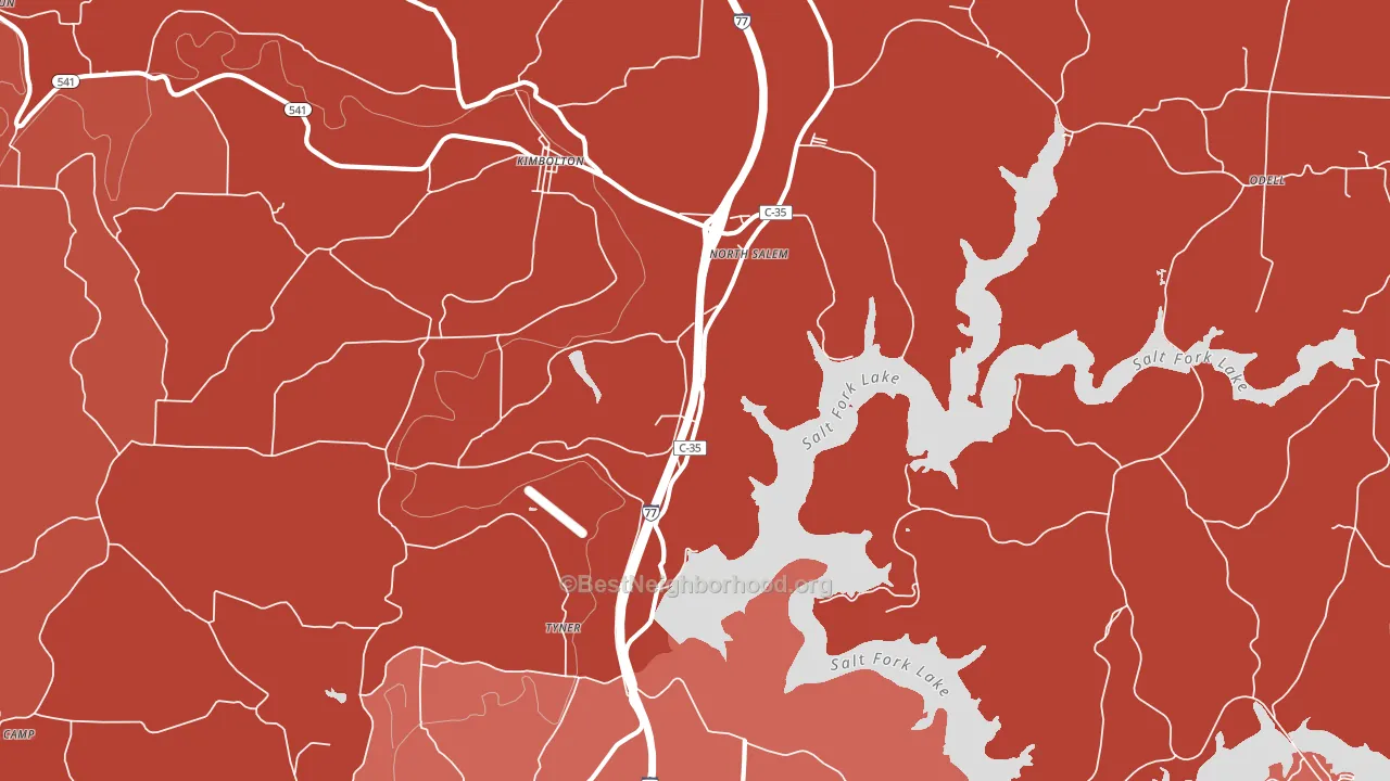 North Salem, OH block-group political-lean map