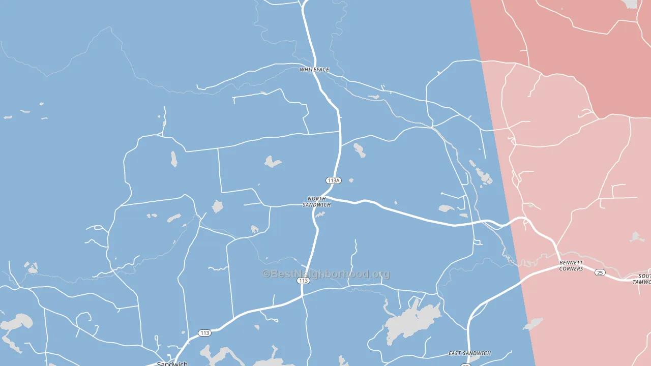 North Sandwich, NH block-group political-lean map