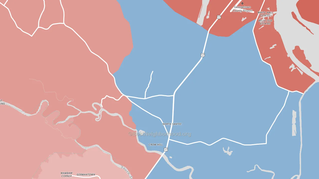North Santee, SC block-group political-lean map