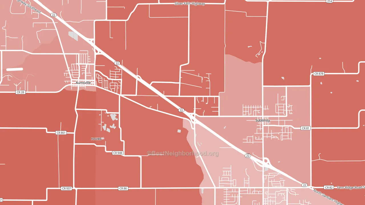 North Santiam, OR block-group political-lean map
