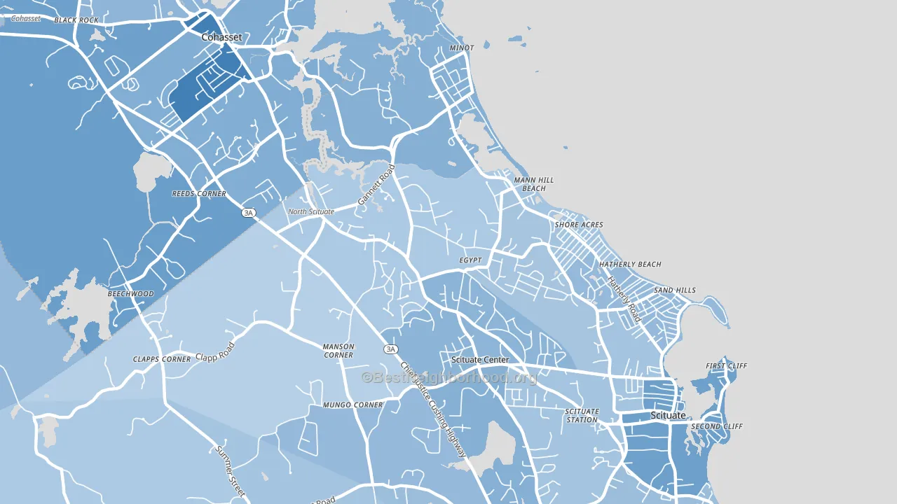 North Scituate, MA block-group political-lean map
