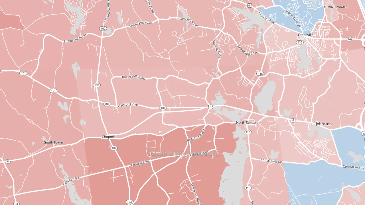 North Scituate, RI block-group political-lean map