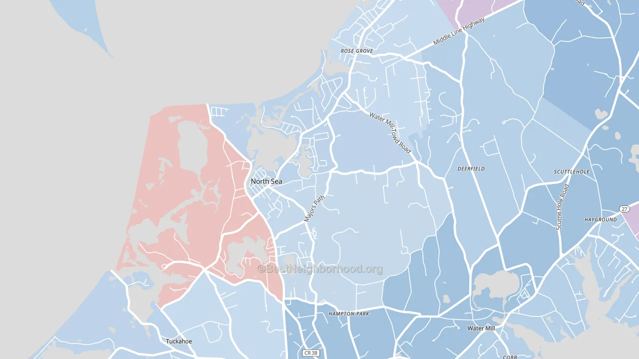 North Sea, NY block-group political-lean map